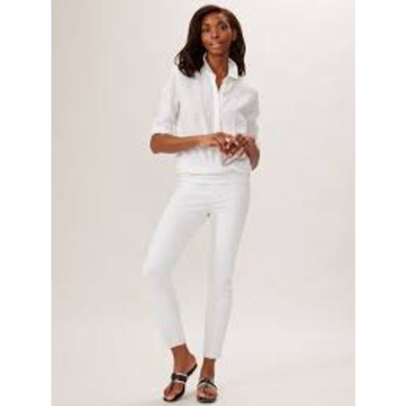 J. McLaughlin Maisie SlimTapered Leg Elastic Waist Pull-On Pants White Women 4 - Picture 1 of 11